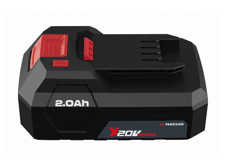 Schwarz-roter 2.0Ah Akku für Elektrowerkzeuge mit X20V Team Logo.