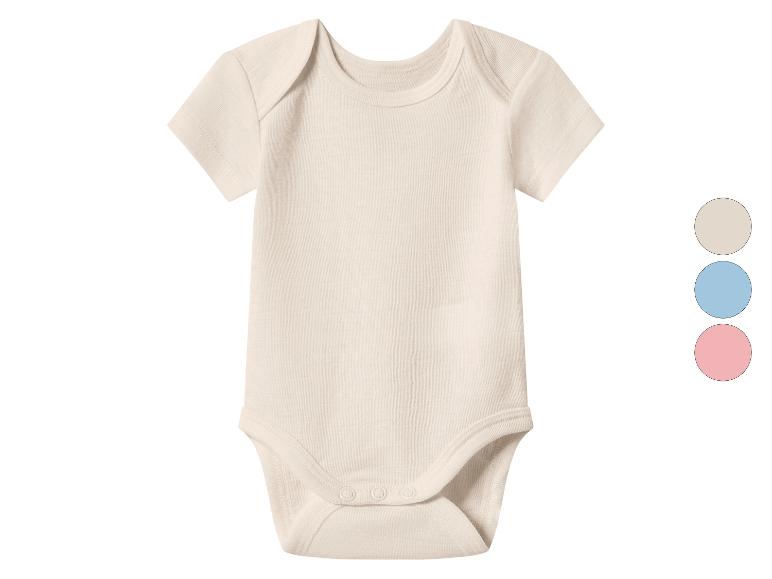 Kurzarm-Babybody in Beige, mit drei Farboptionen.
