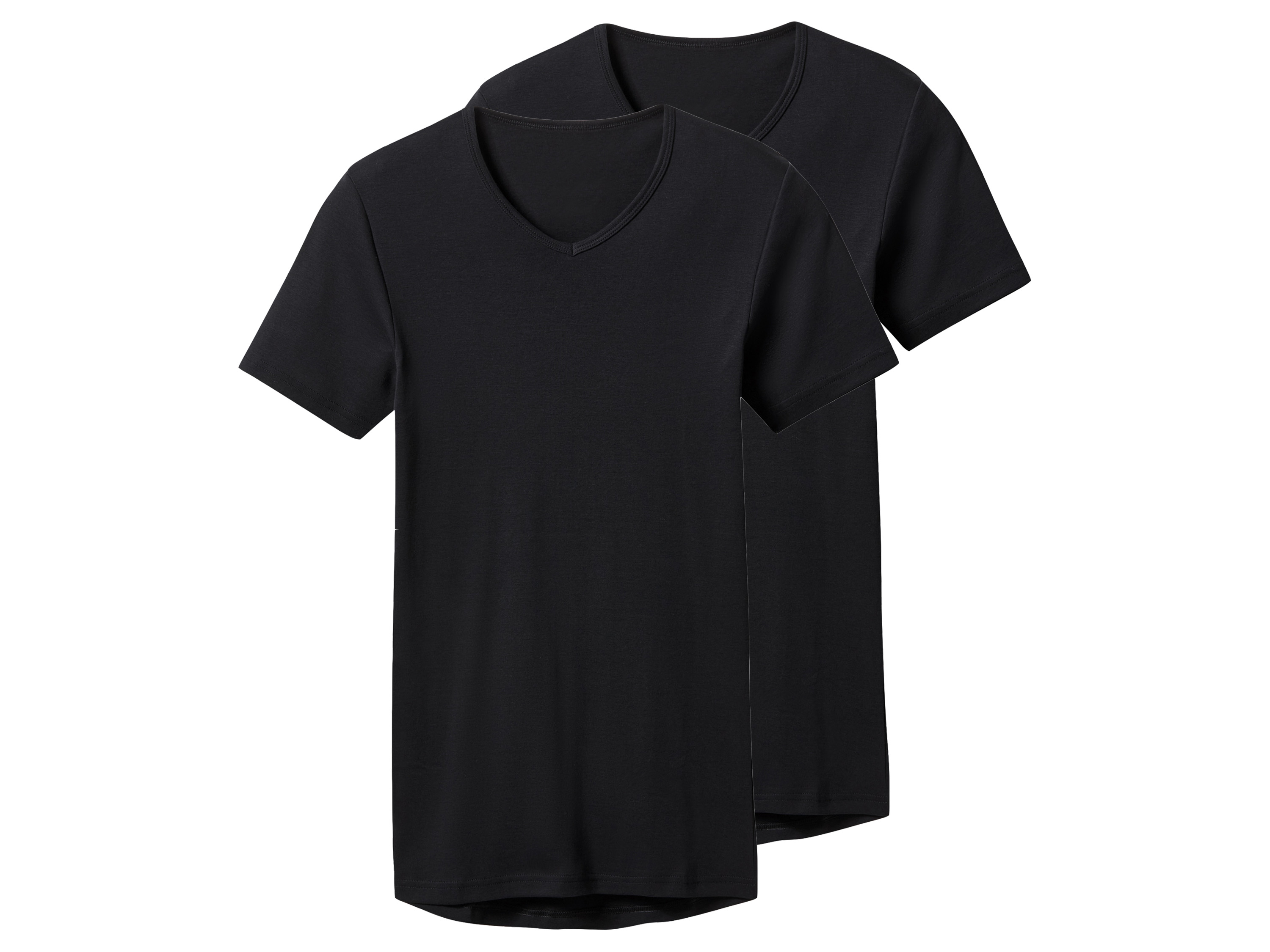 ESMARA MEN Feinripp-Unterziehshirts, 2 Stück (V-Ausschnitt, Schwarz, 6/L)