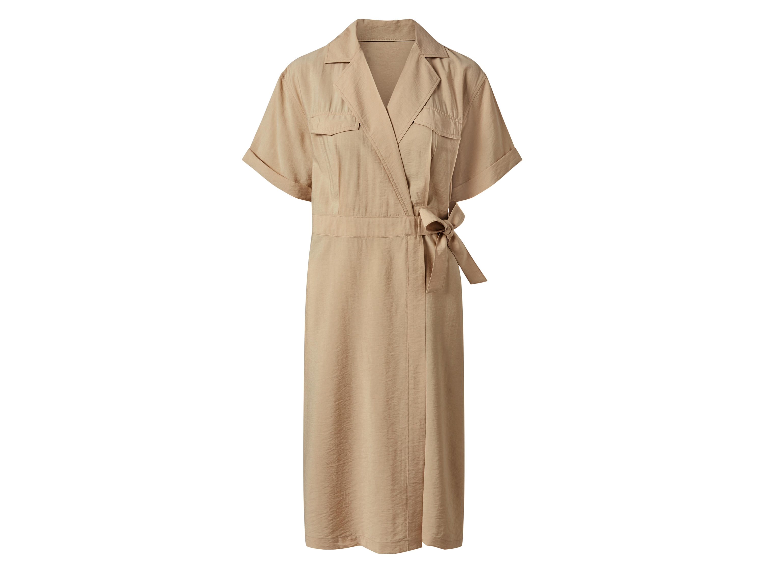 ESMARA® Damen Wickelkleid / Kleid, mit Bindeband (Beige, 38)""