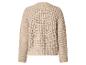 Beiger Strickpullover mit langen Ärmeln, Rückansicht.
