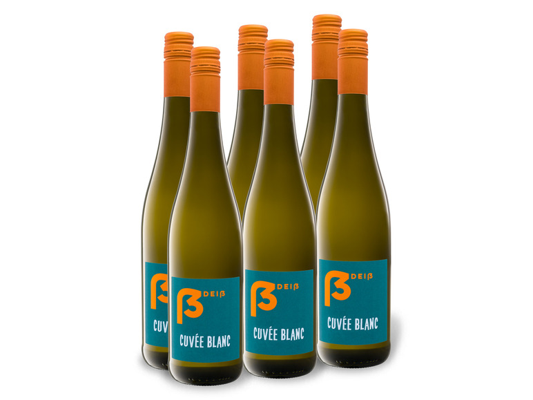 Gehe zu Vollbildansicht: 6 x 0,75-l-Flasche Weinpaket Weingut Christopher Deiß Cuvée Blanc QbA trocken, Weißwein - Bild 1