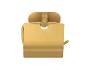 Ein moderner goldener Toilettenpapierhalter.