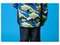 Kinder-Skijacke und -Hose mit farbigem Camouflage-Muster.
