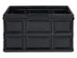 Schwarze faltbare Plastikbox.