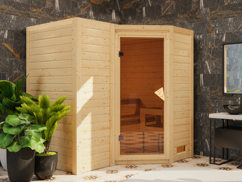 Gehe zu Vollbildansicht: Karibu Indoor-Sauna »Aspby«, Eckeinstieg, 9 kW Ofen - Bild 16