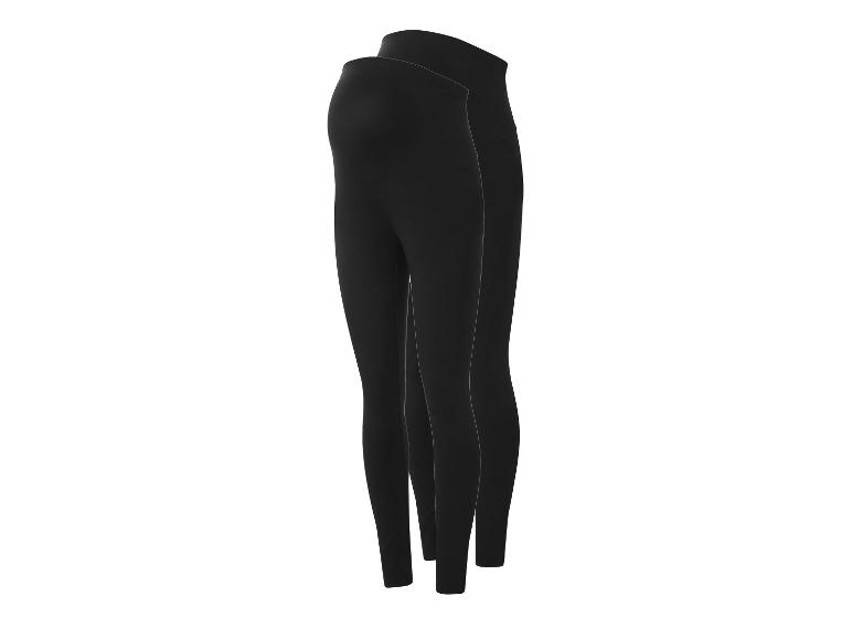 Zwei schwarze Damen-Leggings, eine leicht hinter der anderen.
