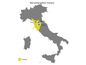 Karte von Italien mit der Weinbauregion Toskana.