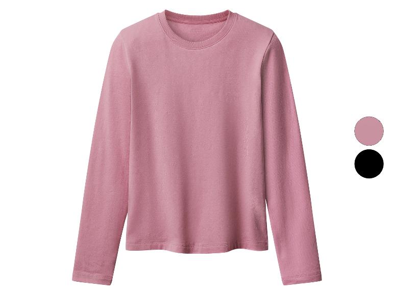Ein rosa Langarm-Sweatshirt, mit rosa und schwarzen Farboptionen.