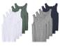 Set Herren-Tanktops in Weiß, Grün, Grau und Marineblau.