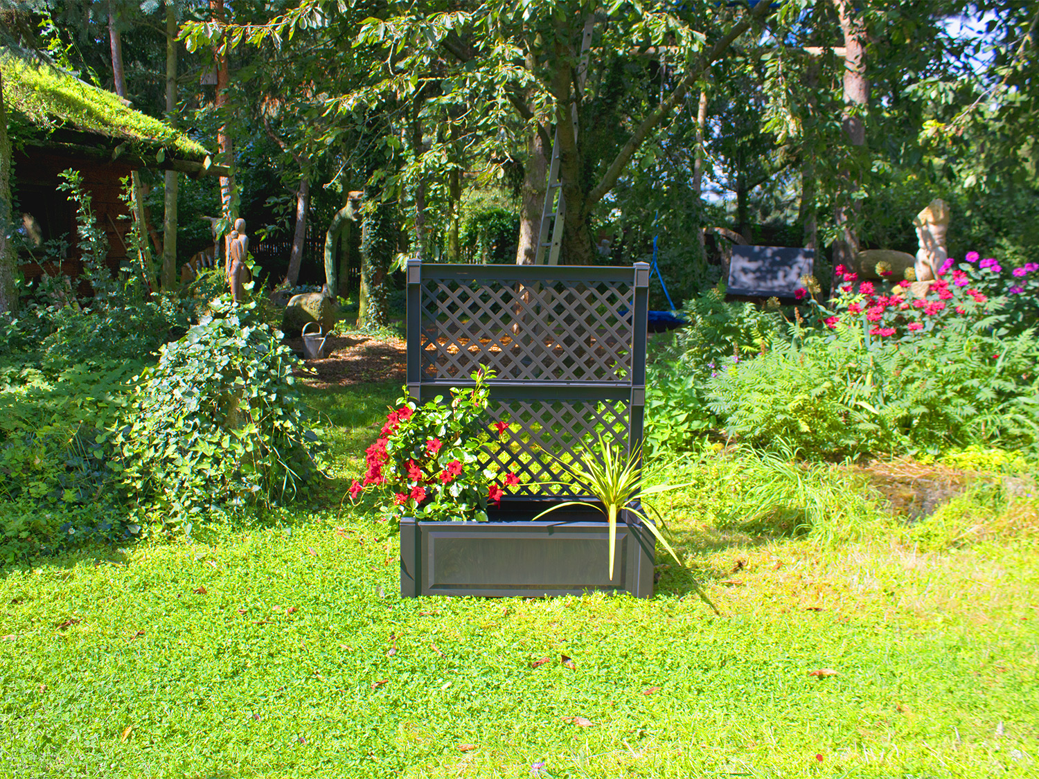 KHW Pflanzkasten groß mit Spalier 100 cm (Anthrazit) | 04013351470053