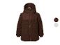 Braune Kinderjacke mit Kapuze, mit Plüschtextur und glatten Einsätzen