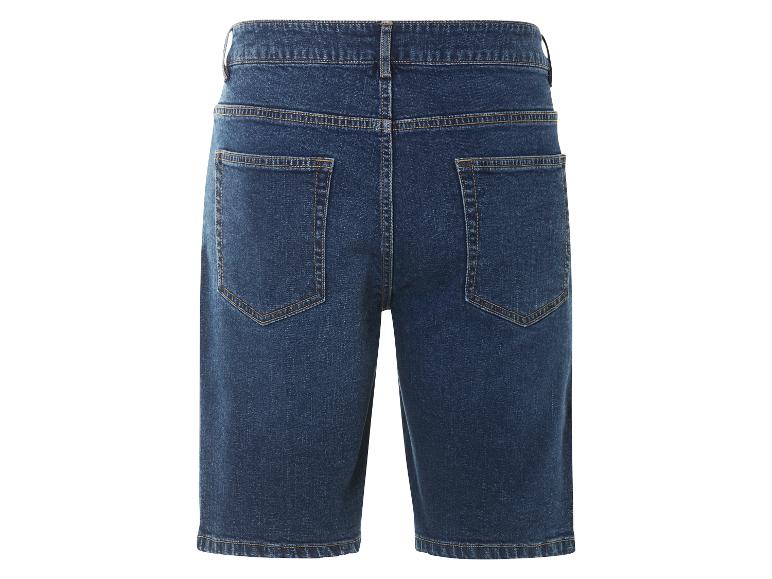 Dunkelblaue Jeans-Shorts, Rückansicht.