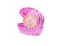 Rosa muschelförmiger Behälter mit einer glitzernden Kugel darin