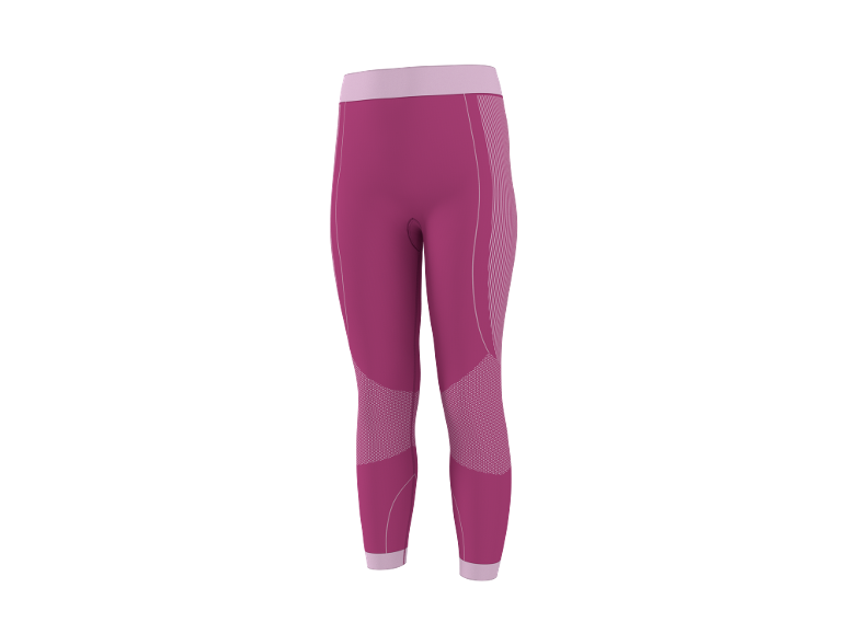 Magenta Capri-Leggings für Damen mit hellrosa Bund und gemusterten Details
