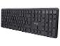 Dunkelgraue kabellose Tastatur mit deutschem Layout und Ziffernblock.