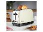 Ein cremefarbener Russell Hobbs Toaster mit zwei Toastscheiben.
