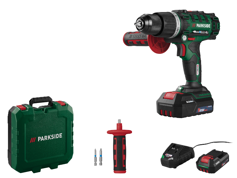 PARKSIDE 20 V Akku-Schlagbohrschrauber mit Akku und Ladegerät, Koffer.