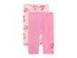 Zwei rosa Capri-Leggings für Mädchen mit Cartoon-Welpen-Prints.
