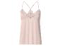 Hellrosa Camisole mit V-Ausschnitt und Spitzendetails.