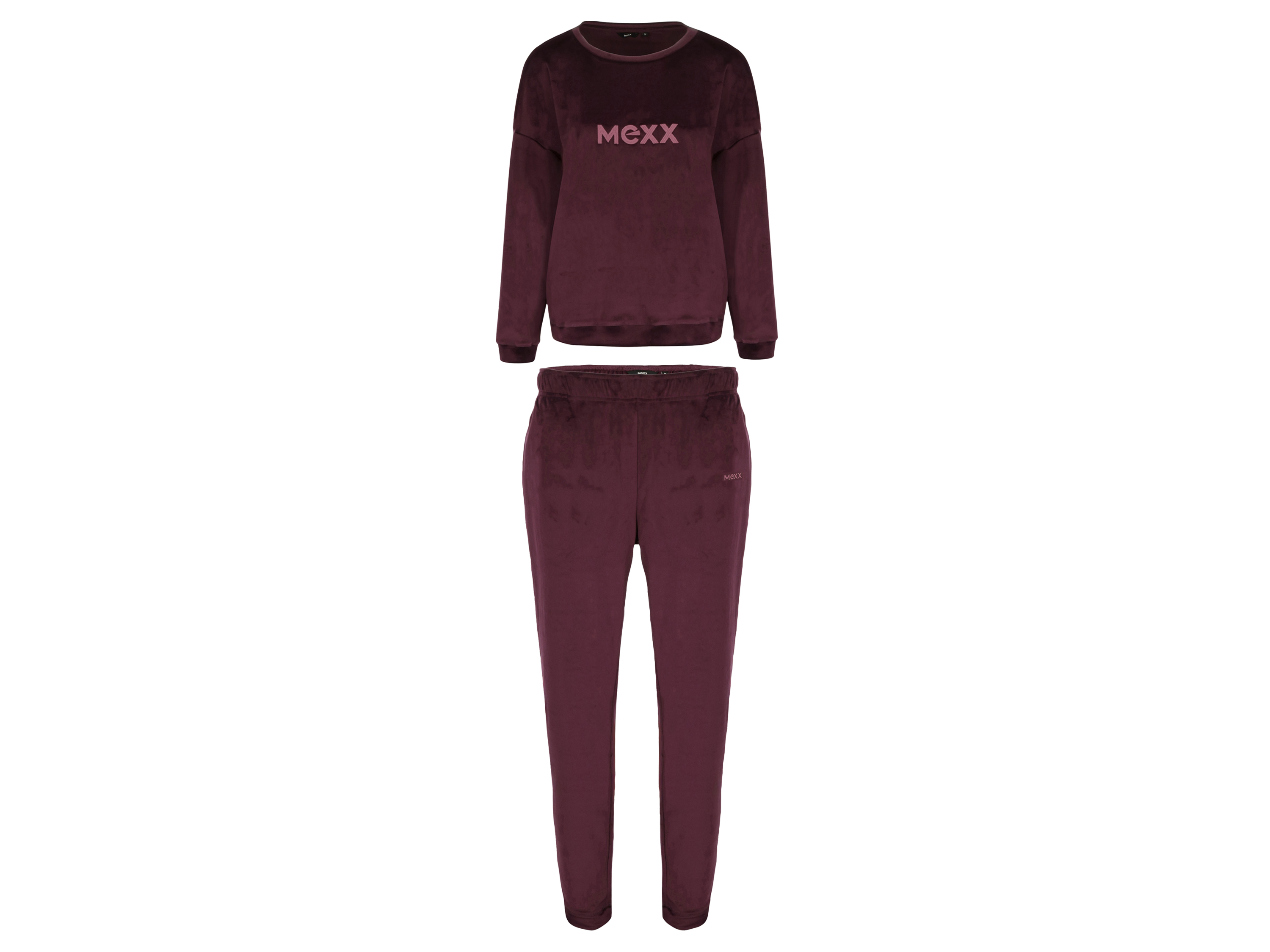 MEXX Damen Fleece-Pyjama, 2-teilig (Rot, M)