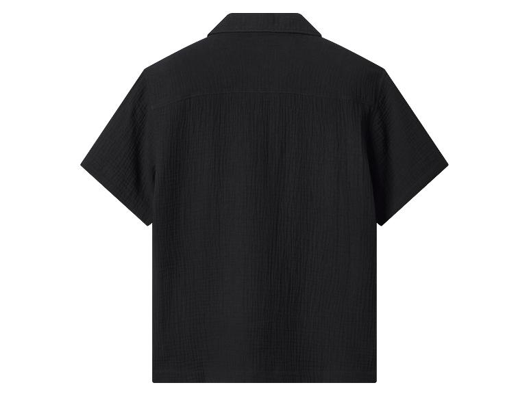 Schwarzes Herrenhemd mit kurzen Ärmeln, Rückansicht