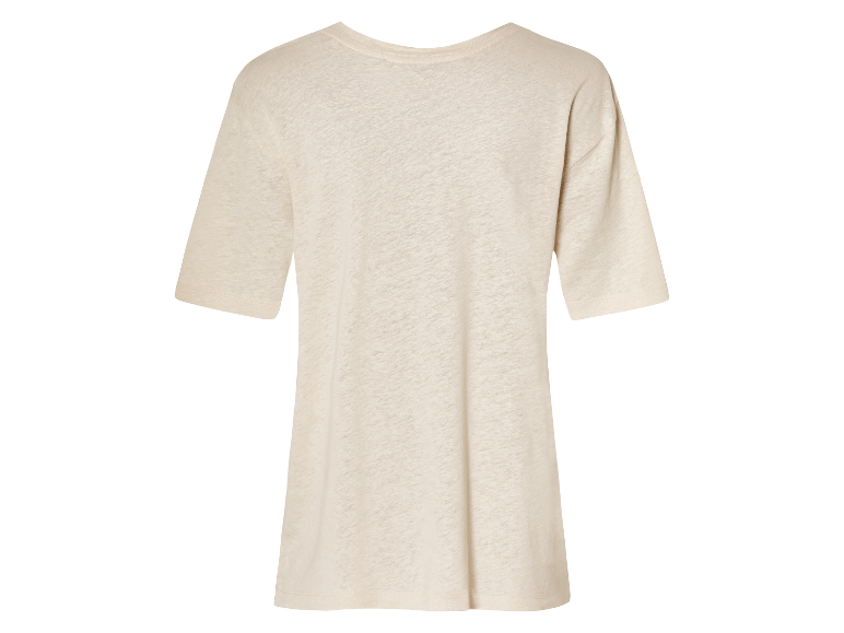 Beige Leinen-T-Shirt, Rückansicht.