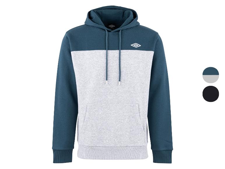 Herren-Hoodie zweifarbig in Blau und Grau mit Bauchtasche