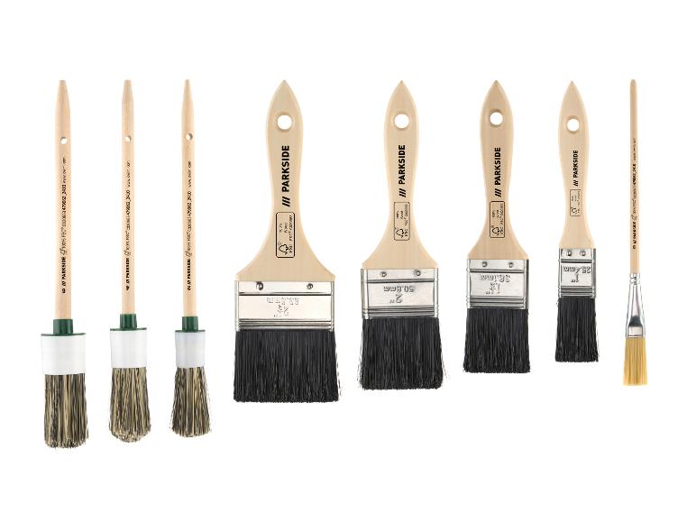 Parkside Pinselset: Malerpinsel und Polsterpinsel.
