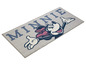 Ein grauer Teppich mit Minnie Mouse.
