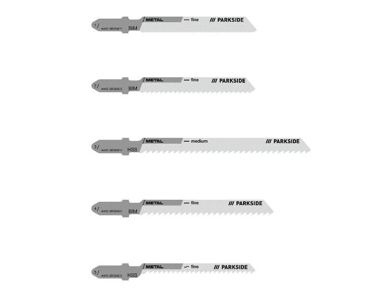 Parkside Sägeblätter für Metall, verschiedene Typen und Größen.