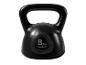 Schwarze 8 kg Kettlebell auf weißem Hintergrund.