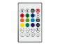 Weiße Fernbedienung für LED-Leuchten mit farbigen Tasten und Steuerfunktionen