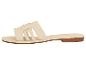 Beige flache Damensandalen mit geflochtenen Details.