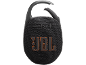 Tragbarer Lautsprecher mit Karabiner, schwarz mit orangefarbenem Logo und Bedientasten.