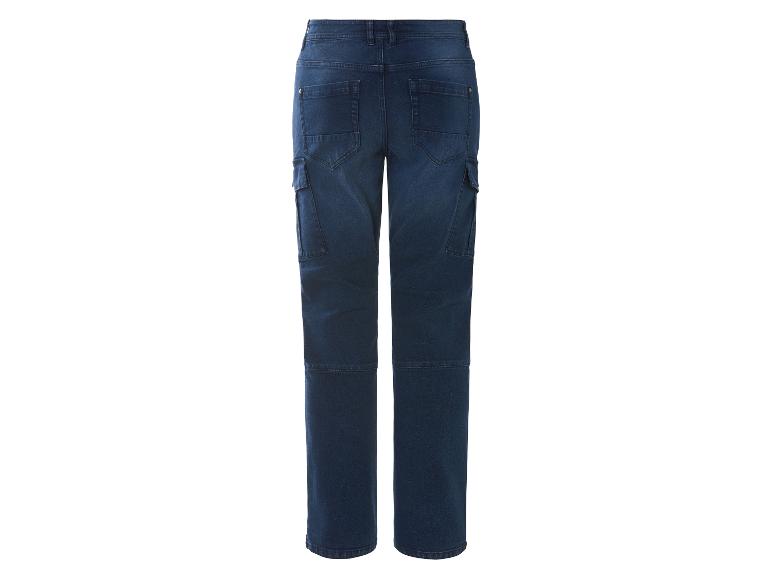 Dunkelblaue Cargo-Jeans für Damen.