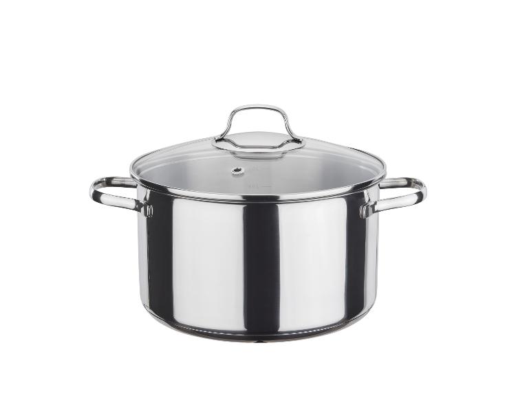 Edelstahltopf mit Glasdeckel.