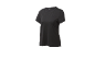 Schwarzes kurzärmeliges Sport-T-Shirt mit Rundhalsausschnitt und dezentem Lochmuster.