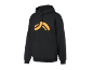 Schwarzer Hoodie mit orangefarbenem Logo