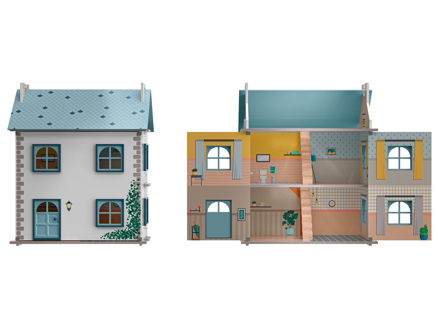 Etagen, aufkl… Holz »Cabinet«, drei Playtive Puppenhaus