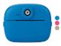 Blaue Kinderkamera mit integriertem Drucker und Farboptionen.