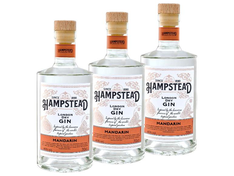 Drei Flaschen Mandarinen London Dry Gin, inspiriert von tropischen Gärten, 40% vol.