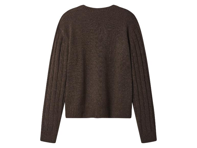 Brauner Wollpullover mit langen Ärmeln und Strickmuster