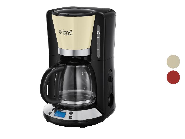 Schwarz-cremefarbene Kaffeemaschine von Russell Hobbs.