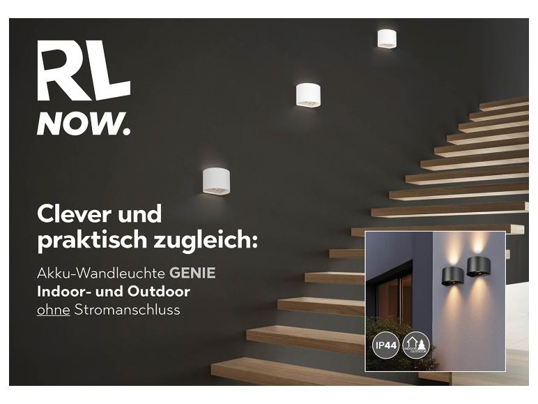 Kabellose Wandleuchten für Innen- und Außenbereiche, mit IP44-Zertifizierung.