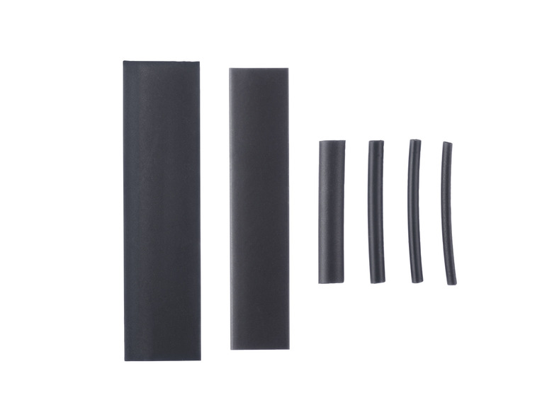 Schwarze Schrumpfschläuche in verschiedenen Größen.