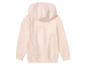 Rosa Kapuzenpullover mit langen Ärmeln.