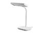 Weiße LED-Schreibtischlampe mit flexiblem Arm und rechteckigem Sockel.