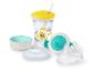 Baby-Trinkbecher mit Strohhalm, Katzen- und Waschbärmotiv, Schale und Ersatzsauger.