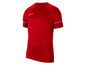 Rotes Nike Fußballtrikot mit weißem Swoosh.